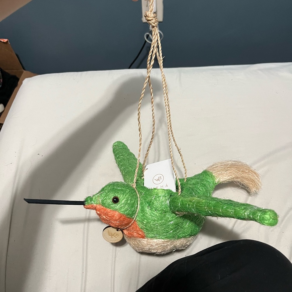Coconut fiber hummingbird hanging planter